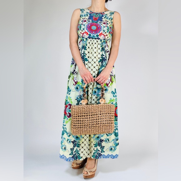 Hemant & Nandita Silk Embroidered Canaria Maxi Dress - Picture 13 of 13